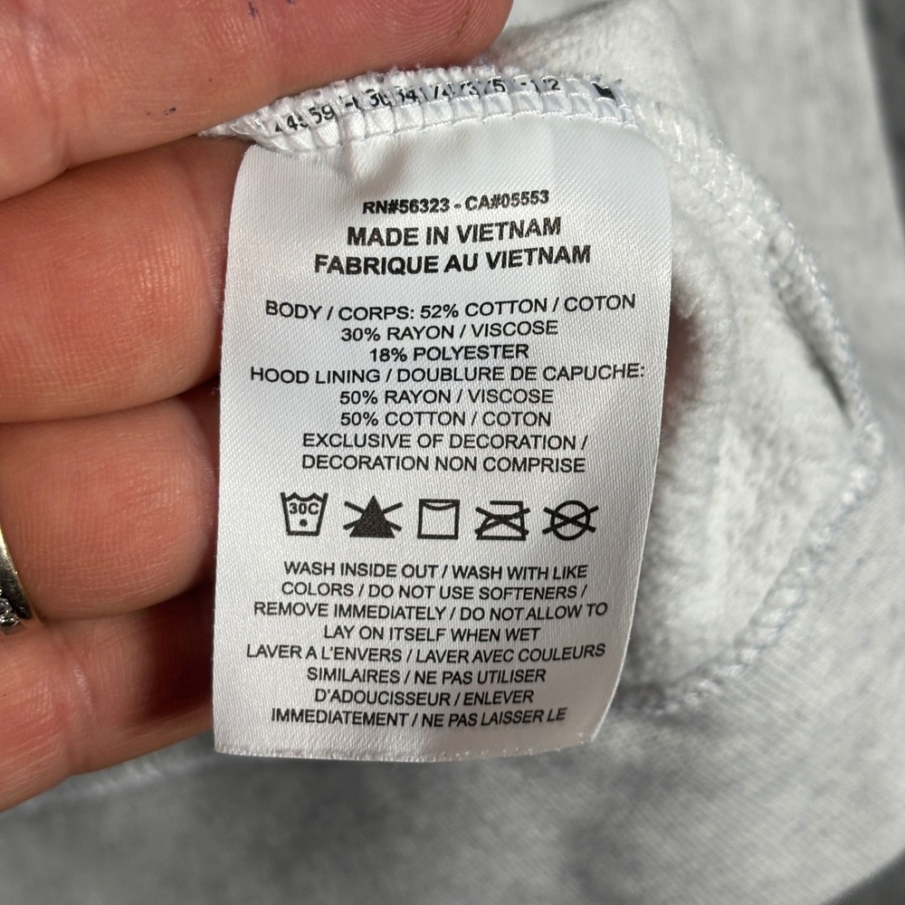 Nike Hoodie Womens L Grey Gold Glitter Logo Pullover‎ Sportswear Fleece Pocket - Picture 4 of 8